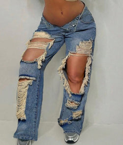 VINTAGE DISTRESSED RIPPED JEANS