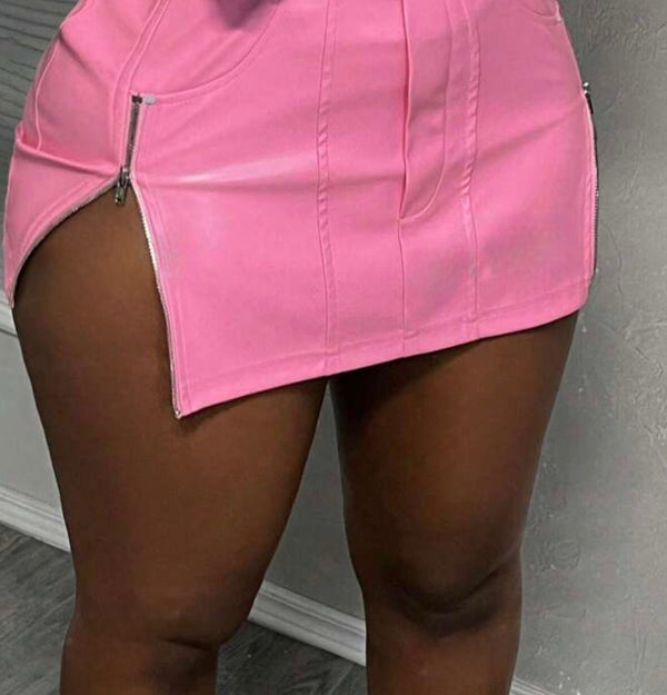 PU SLIT MINI SKIRT