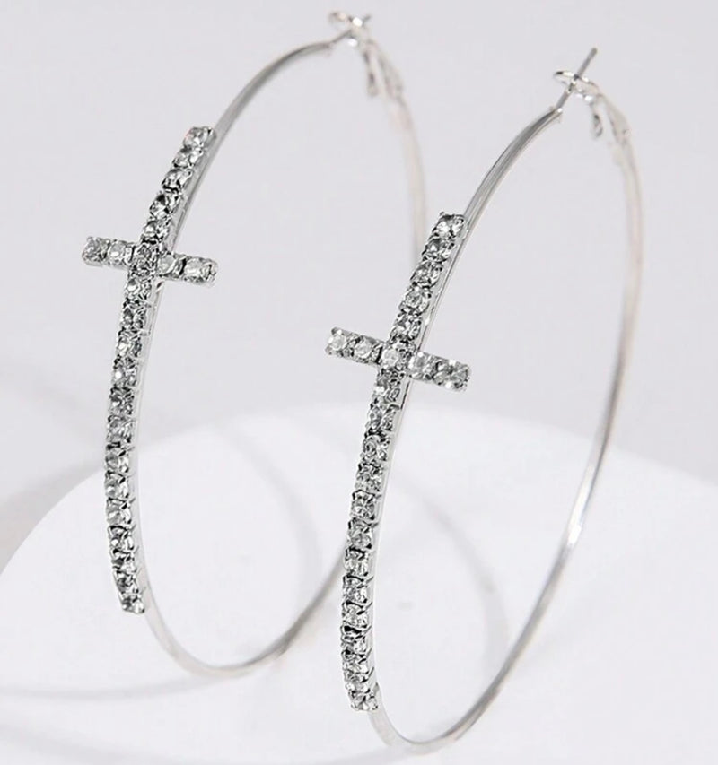 DIAMONG CROSS EARRINGS